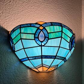 Cl125060ws Capulina Tiffany Sconces 2-light 12 Inch Blue Stained Wall Light For Hallway Bedroom Bath