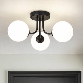 Ckcl4845-3w-bk Cargifak 3-globe Black Flush Mount Ceiling Light In A Modern Farmhouse Design Is Ideal