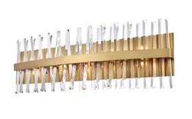 Chandeliers4less 196683001509 Wall Sconce Satin Gold Bathroom Vanity Crystal 10 Light Lighting Fixture 36 Inch