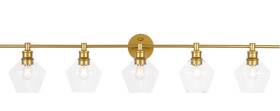 Chandeliers4less 842814159235 Brass Bathroom Vanity Dining Room Glass Shades Wall Sconce 5 Light Fixture 47 In