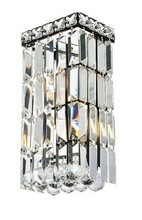 Chandeliers4less 842814179240 Wall Sconce Light Fixture Chrome And Crystal Black Bathroom Foyer Dining Room