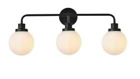 Chandeliers4less 842814181830 Wall Sconce Frosted Glass Shades Bathroom Dining Room Black Vanity Light Fixture