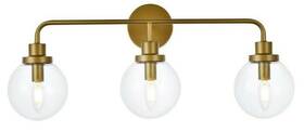 Chandeliers4less 842814181885 Wall Sconce Light Fixture Glass Shades Bathroom Vanity Dining Room Brass 27 Inch