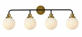 Chandeliers4less 842814181939 Wall Sconce Glass Shades Vanity Black Brass Bathroom Dining Room Light Fixture