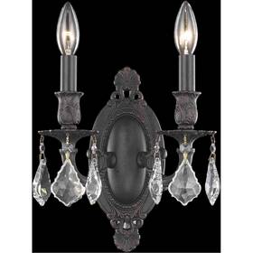 Chandeliers4less 848145070126 Dark Bronze Golden Teak Crystal Bathroom Dining Room Light Wall Sconce Fixture