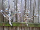 Chic 3 Arm French Wall Regency Sconces Shabby Vtg Pair Country Hollywood