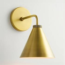 Riv356 Ckensu Retro Industrial Metal Cone Sconce Light - Vintage Inspired Modern Gold Wall