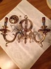 Classic Elec Light Brass Baldwn Wall 2 Candle Vintage Sconce