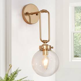 Classy Leaves 723803746226 Wall Sconces God Globe Lighting 1-light Gold Vanity Light With