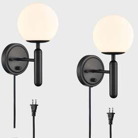 B3097bu-bk-c-2 Claxy Plug In Wall Sconces Set Of 2 Modern Black Lights Dimmable Lighting