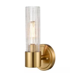 B3190bu-j Claxy Modern Wall Sconce Brass Light Fixture Bathroom Vanity Crackle Glass