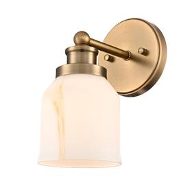 Claxy B3392bu-j Vintage Wall Sconce Gold Vanity Light With Bell Shade Brass