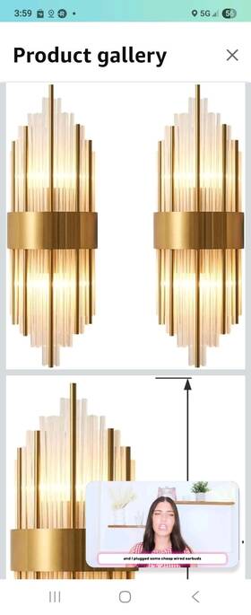 Jzuc34-00280099 Claxy Set Of 2 Modern Gold Crystal Wall Sconces