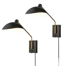 T3101bu-bk-c-2 Claxy Swing Arm Bedroom Wall Sconces Modern Black Plug-in Or Hardwired Sconce