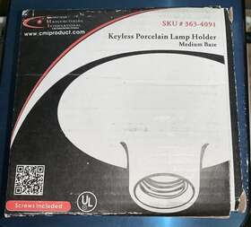 Cmi 000138051356 Keyless Porcelain Lamp Holder Fits 3 1/4 Inch Or 4 Outlet Boxes Medium Base
