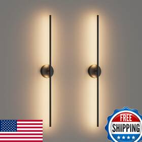 B0d2mwh2n8 Coinmit Modern Wall Sconces Set Of Two 3000k 40in Hardwired Black Bathroom Sconc