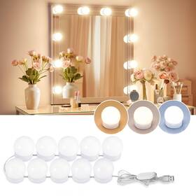 Consciot 791342689366 Led Vanity Lights For Mirror Hollywood Style With 10 Dimmable