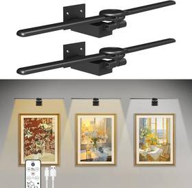 Apl-1 Cotaros 2 Pack Picture Light For Wall 18in Rechargeable Art With Timer An