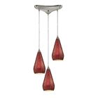 546-3rby-crc Crackle Ruby 3 Pendant Bulb Satin Nickel Light