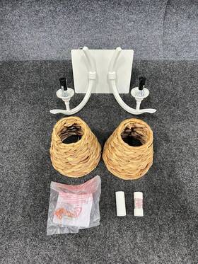 58362-mww Craftmade Kokomo 2 Light Matte White Wall Sconce Sea Grass Shades