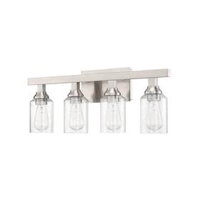 Craftmade 647881208226 Chicago 28.25 Inch 4-light Brushed Polished Nickel Finish Vanity Light With Glass