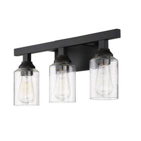 Craftmade 647881208387 Chicago 22 Inch 3-light Flat Black Finish Vanity Light With Seeded