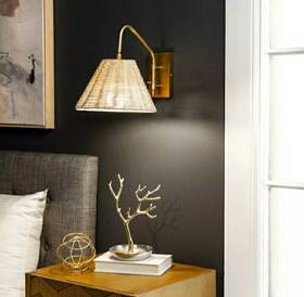 B0b8lt5gjt Creative Co-op Rattan And Metal Wall Sconce Brushed Brass