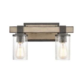 Crenshaw 2-light Vanity Light In Anvil Iron And Distressed Antique Graywood