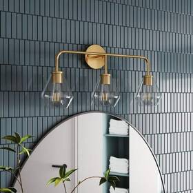 Vl101a-gd-1 Criry 3-light Brushed Gold Bathroom Vanity Lighting Fixtures Over Mirror Modern Wa