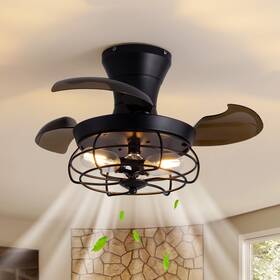 Fs8808-01 Crossio 22 Inch Retractable Ceiling Fans With Lights Black Caged Fandelier Ceili