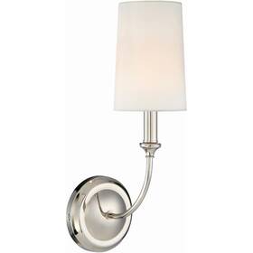 2241-pn Crystorama Libby Langdon Sylvan 1 Light Polished Nickel Sconce