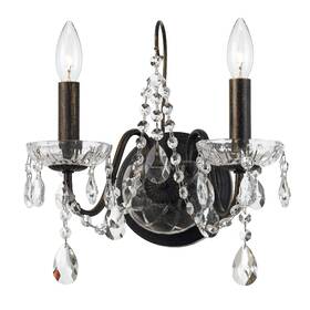 3022-eb-cl-mwp Crystorama English Bronze Two Light Wall Sconce From The Butler Collection