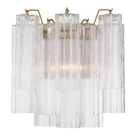 Add-303-ag-cl Crystorama Lighting Group Add-303-cl Addis 2 Light 15 Inch Tall Wall - Brass