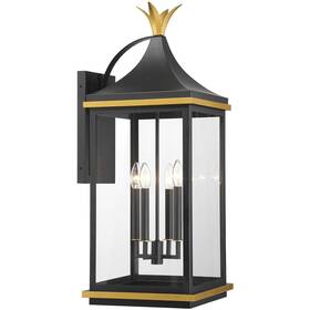 Sim-804-mk-tg Crystorama Simpson Wall Sconce Matte Black And Textured Gold