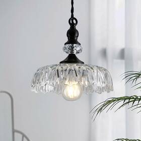 W-2137 Cvkash Vintage Glass Pendant Light Fixture Black Modern Adjustable Chandelier