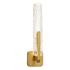 1725w19-1-624 Cwi Lighting Curva Integrated Led 19in Brass Wall Light With Handcrafted Glass