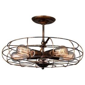 9606c19-5-128 Cwi Lighting 5 Light Flush Mount With Antique Copper Finish