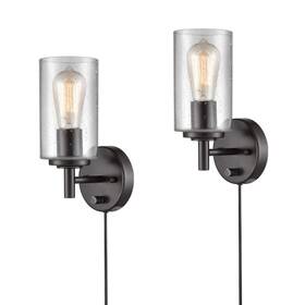 Danseer 712885403028 Contemporary Oil Rubbed Bronze Bubble Glass Wall Sconces Set Of Two