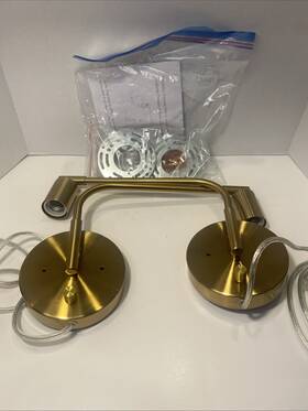 T3051bu-j-c Danseer 2 Modern Brushed Brass Sconces Swivles Plug-in Or Hard Wire With On Off Switch