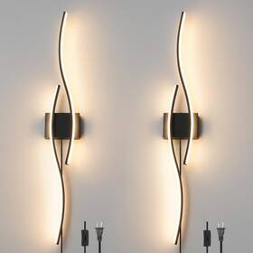 Dx23014w1 Daunton Modern Plug In Wall Sconces Set Of Two Rc Dimmable Led Light B