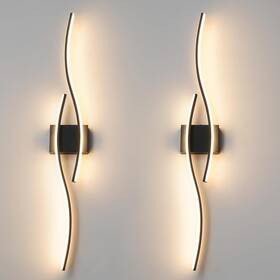 Dx23014w2-bk Daunton Modern Wall Sconces Set Of 2 Dimmable Led With Remote Control Indoor - Black