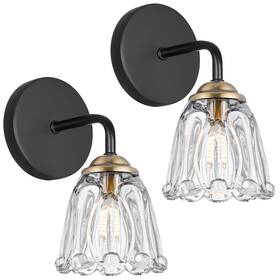 Dx23051v1-cl-2 Daunton Vintage Hardwired Wall Sconce Set Of 2 No Battery/rechargeable Black And Gold