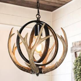 Qpa29t7sz4heisb8t Debemenes ‎ Rustic Antler Chandelier 14 Inch Farmhouse With Resin 4 Antlers And R