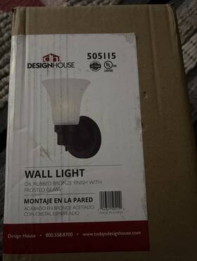 Design House 374528556937 1light Indoor Wall Sconce Frosted Flute Glass With Twist Onoff Switch
