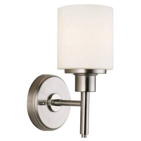 556183 Design House Aubrey 1-light Wall Sconce Satin Nickel Finish Frosted Glass Shade Dimmabl