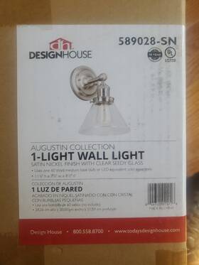 589028-sn Design House 589028 Augustin 11 Inch Tall Bathroom Sconce - Nickel