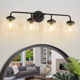 G1758-4b-t Deyidn Modern 30.7 Inch 4-light Black Bathroom Vanity Light With Clear Glass