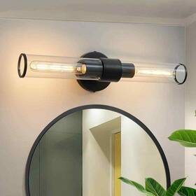 H-3393a-b Deyidn 7.21 Inch 2-light Black Vanity Light With Clear Glass Shape Wall Mount