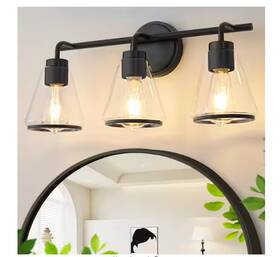 H-37771-3b Deyidn 22.05in 3-light Gold Vanity Light Dimmable Glass Shade Bathroom