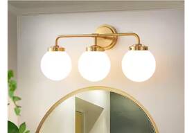 H-kch3lt-gd Deyidn 22.5 Inch 3-light Gold Bathroom Vanity Light With Opal Glass Shades